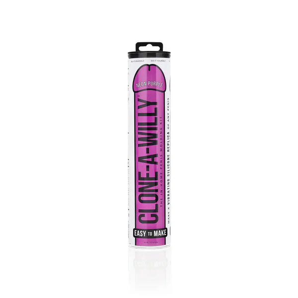 Clone-A-Willy Neon Purple Vibrating Silicone Dildo Kit in Packaging