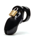 CB-3000 3 Inch Cock Cage and Lock Set Black featuring a sleek design and secure locking mechanism.