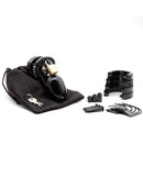 CB-3000 3 Inch Cock Cage and Lock Set Black with accessories in a black pouch and padlock.