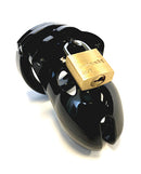 CB-X Mr Stubb Cock Cage Kit Black showing the black cage design with a padlock for sensual restraint.