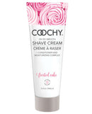 Coochy Rash Free Shave Cream Frosted Cake 7.2 Oz tube with pink rose design and moisturizing complex.