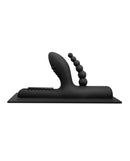 The Cowgirl Buckwild Silicone Attachment Black with dual penetration design and anal beads for enhanced pleasure.