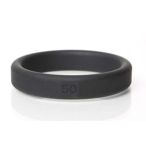 Boneyard Silicone Ring Cock Rings 5 Piece Kit Black size 50 ring shown in sleek black silicone material.