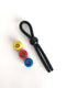 Boneyard Single Slide Cock Leash 2X Stretch Silicone Cock Tie with adjustable black silicone and colorful rings.