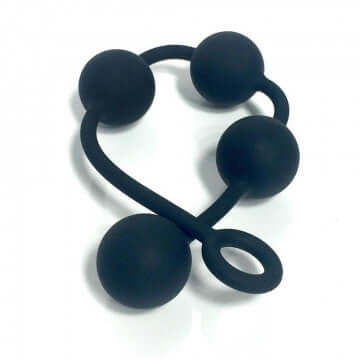 Boneyard Ass Ballz Silicone Anal Beads XLarge Black with four spheres for intense anal play sensations.