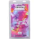 Crystal Jellies Realistic Cock With Balls 8 Inch Clear product packaging with features and dimensions.
