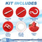 Clean Stream Water Bottle Douche Kit components including tapered tip, nozzle tip, easy hang hook, flow control clamp, tubing, and enema bag.