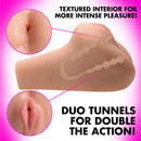 Juicy Wet Look Masturbator Missionary Emily Light with textured interior for intense pleasure and duo tunnels.