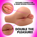 Juicy Wet Look Masturbator Sidesaddle Mia Medium showing detailed textured tunnels for enhanced pleasure.