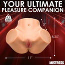 Mistress Squeezing and Vibrating Pussy and Ass Masturbator, detailed measurements and realistic appearance.