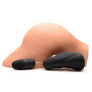 Mistress Mia Backdoor Butt Vibrating Masturbator Tan with vibrating bullet for enhanced pleasure.