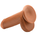 Jock Medium 6 Inch Suction Cup Dildo with Balls Latte in a realistic design with pronounced tip and defined balls.