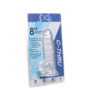 Jock C-Thru Dildo with Balls 8 Inch packaging featuring a crystal clear design and detailed shape.