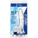Jock C-Thru 10.5 Inch Realistic Dildo Clear packaging with detailed features and suction cup.