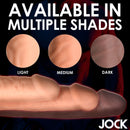 Jock Extra Long 3 Inch Penis Extension Light available in multiple shades: light, medium, and dark.