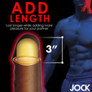 Jock Extra Long 3 Inch Penis Extension Dark for added length and pleasure, featuring a smooth design and lifelike look.