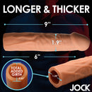 Jock Extra Long 3 Inch Penis Extension Medium showing added length and girth measurements for realism and satisfaction.