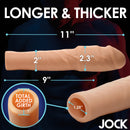 Jock Extra Thick 2 Inch Penis Extension Light illustration showing dimensions and added girth.