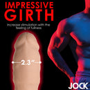 Jock Extra Thick 2 Inch Penis Extension Light showcasing impressive girth with a 2.3 inch width for enhanced stimulation.