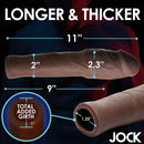Jock Extra Thick 2 Inch Penis Extension Dark dimensions featuring added length and girth for enhanced intimacy.