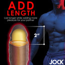 Jock Extra Thick 2 Inch Penis Extension Dark illustration showing added length and texture for enhanced pleasure.