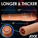 Jock Extra Thick 2 Inch Penis Extension Medium illustration showing size dimensions and added girth details.