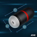 Image of JOCK Tightening and Vibrating Masturbator showcasing its dimensions of 7.1" x 4.6" x 3.1".