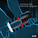 JOCK Tightening and Vibrating Masturbator demonstrating textured grip and vibration features for enhanced pleasure.