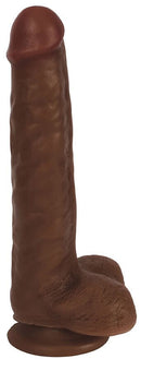 Thinz 8 inches Slim Dong with Balls Dark Brown, featuring realistic detail and beginner-friendly design.