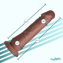 Easy Riders 7 Inch Silicone Dildo Dark dimensions with measurements: 6.5", 1.4", 7.1", and 1.7" on a smooth surface.