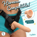 Easy Riders 7 Inch Silicone Dildo with Balls Light mounted on harness for powerful suction and compatibility.