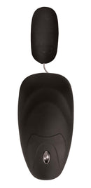 Mistress Karla Vibrating Butt Missionary Masturbator Tan remote control with sleek design and ergonomic shape.
