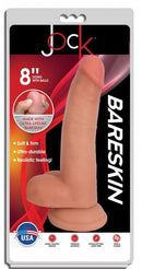 Jock Bareskin 8-inch realistic dildo with balls in packaging, made from lifelike Bareskin PVC for a soft, firm, and durable experience.