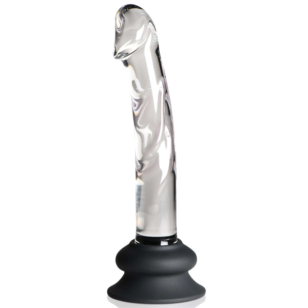PLEASURE CRYSTALS 7 IN GLASS DILDO W/ SILICONE BASE-0