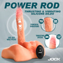 Jock Power Rod Thrusting and Vibrating Dildo with Remote showcasing powerful vibrations and thrusting features.
