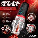 Jock Power Suck Sucking and Vibrating Masturbator showcasing textured tunnel and control features.