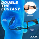 Hype Max Thrusting Vibrating Anal Plug with Cock Ring displayed, highlighting motor vibrations and stretchy rings.