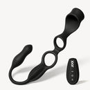 Hype Max Thrusting Vibrating Anal Plug with Cock Ring shown with remote control for ultimate pleasure.