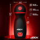 Jock Ultra Suck Sucking and Vibrating Masturbator Black with soft, stretchy TPE, USB rechargeable and compact design.
