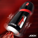 Jock BLAST Sucking Vibrating Masturbator Black featuring automatic stroking and hands-free suction technology.