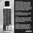 JOCK Creamy Cum Hybrid Lubricant 8 Oz product packaging with usage instructions and ingredient list on display.