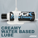 JOCK Extra Creamy Water Based Lubricant 8 Oz with white creamy texture, perfect for intimate moments.