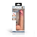 Jock 8.75 Inch Ejaculating Silicone Dildo With Balls Flesh in packaging, showcasing realistic design and squirting feature.