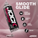 JOCK Rimming Lubricant 8 Oz Cherry bottle featuring natural water-based lubrication and cherry flavor.