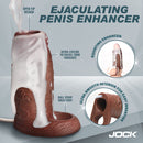 Jock Squirting Silicone Penis Enhancer Ball Strap Dark with open tip design and lifelike texture for enhanced intimacy.