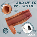 Silicone Penis Enhancer with Ball Strap Medium showcasing smooth interior, realistic texture, and syringe for added girth.