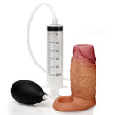 Silicone Penis Enhancer with Ball Strap Medium featuring a pump and hollow sleeve for increased girth and sensation.
