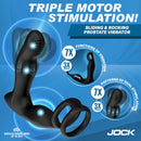 Jock P-Drive Rocking Prostate Vibrator with Cock Ring featuring triple motor stimulation and wireless control.
