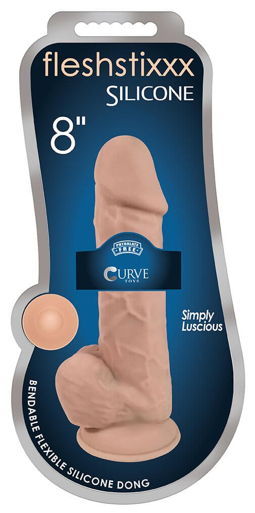 (D) FLESHSTIXXX 8IN SILICONE D W/ BALLS VANILLA-1