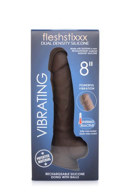 FLESHSTIXXX 8IN VIBRATING DILDO W/ BALLS DARK-5